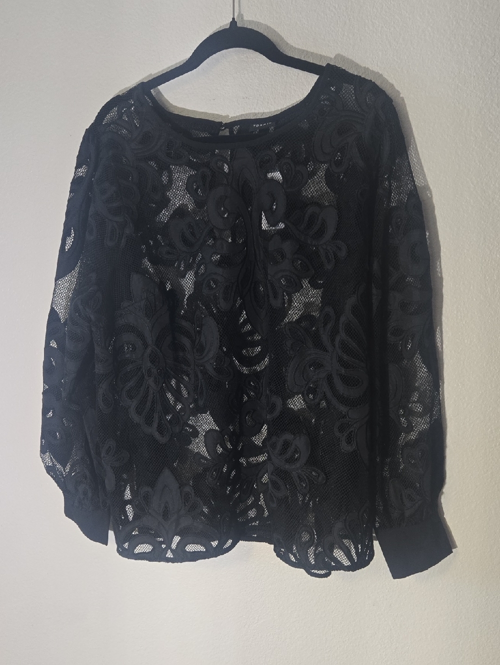 torrid Black Floral Lace Long-Sleeve Top